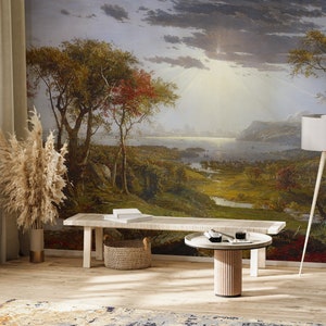 Vintage Old Style Landscape Walpaper, Landscape Wallpaper Peel and Stick, Vintage Wallpaper, Scenic Wallpaper, Rural Painting Wallpaper