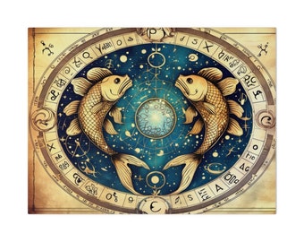 Matte Canvas, Stretched, 0.75", zodiac, pisces