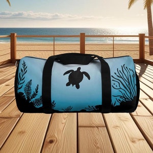 Sea Turtle Travel Bag, Ocean Duffel Bag, Beach Tropical Ocean Gym Bag, gift for her, gift for him, gift for oceanographer marine biologist