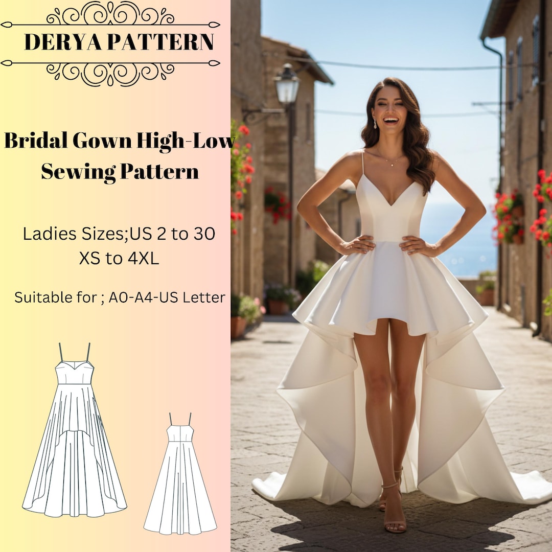 Bridal Gown Sewing Pattern Highlow Ball Gown (A4 A0 US) Etsy — free download