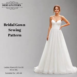 Bridal Gown Dress Sewing Pattern,Women Dress,Wedding Guest Patterns,Size:US2-30 (A0-A4-USLETTER)