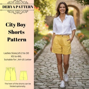 Naaipatroon City-short voor jongens: damesmaten VS 2-30 (pdf)