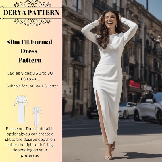 Slim Fit Formal Dress Sewing Pattern,women Dress Patterns,maxi Gown,  Size:us2-30 (A0-A4-USLETTER) - Etsy