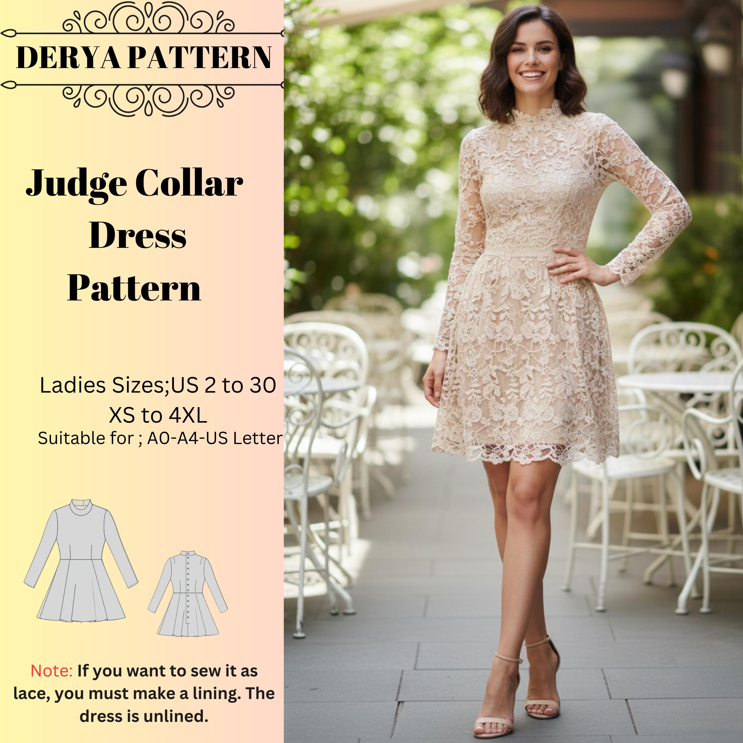 elegant lace dress with collar Collar Button Lace Dress-Black main image 1