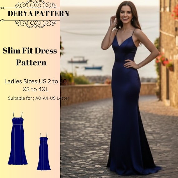 Slim Fit Evening Gown Dress Pattern,women Dress Patterns,balo,party,size:us2-30  (A0-A4-USLETTER) - Etsy