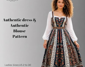 Cottagecore Dress & Linen Blouse Sewing Pattern,Women Dress Patterns,Tank top DressesSize:US2-30 (A0-A4-USLETTER)