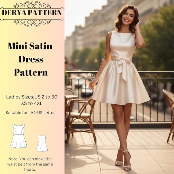 knee length dresses for ladies Blur Print Satin Mini Dress main image 1