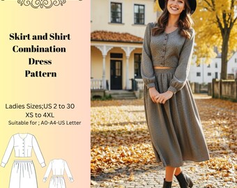 Medieval Skirt and Shirt Dress Sewing Pattern,women Dress Patterns,womens  Blousesize:us2-30 (A0-A4-USLETTER) - Etsy Sweden
