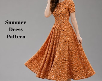 Long Summer Dress Sewing Pattern,Women Dress Patterns, Sun Dresses, Size:US2-30 (A0-A4-USLETTER)