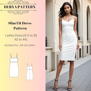 slim fit dress  Pattern,Evening Dress Pattern, Ball Gown Maxi Dress Sewing Pattern,Size ; US 2 to 30 and XS to 4XL,Suitable A0- A4-US Letter