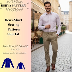 Slim-fit herenshirt naaipatroon/boho-jurkpatronen, linnen blouse, maten: 36-56/A0-A4-USLETTER)