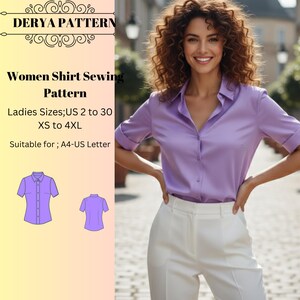 Cartamodello per camicia da donna: taglia US 2-30 (A4/US Letter) (download digitale)