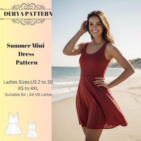Summer Mini Dress Pattern,women Dress Patterns,spring Dresses,sun,tunik,size:us2-30 (A0-A4-USLETTER) - Etsy Summer Mini Dress Pattern,women Dress Patterns,spring Dresses,sun,tunik,size:us2-30 (A0-A4-USLETTER) - Etsy