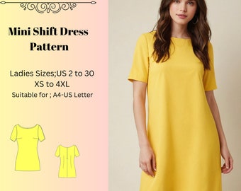 Mini modèle de robe droite, modèle de robe d'été, robe courte de printemps, modèle de robe de printemps, modèle de robe pour femme, A0 A4 US Letter-US 2 à 30