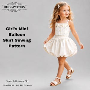 Girl Mini Balloon Skirt Sewing Pattern, Kids Dress Patterns,Balo Dresses US2/16 (A0-A4-USLETTER)