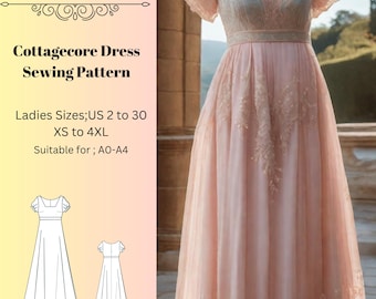 Cottagecore Dress Sewing Pattern: Medieval Ball Gown (PDF Pattern)