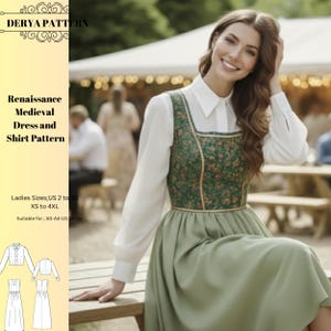 Renaissance Dress & Shirt Pattern,Women Dress Patterns,Medieval Dresses, Fairy Sewing,Size:US2-30 (A0-A4-USLETTER)