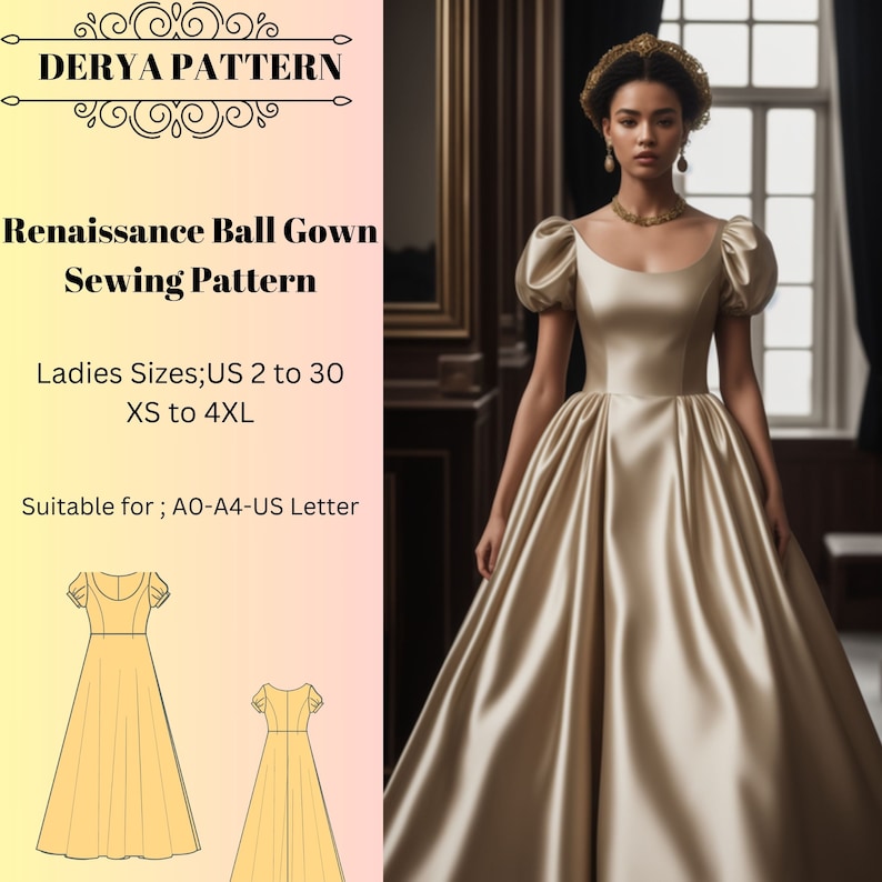 Renaissance Dress Sewing Pattern Medieval Cosplay Dress Ball Gown