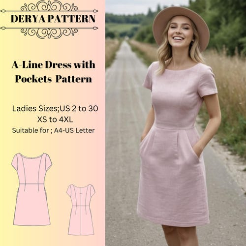 a line dress pattern with pockets Style Arc Lena Shift Dress – The Fold Line main image 1
