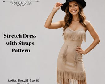 Stretch Dress with Straps Sewing Pattern,Women Dress Patterns,Mini Corset DressesSize:US2-30 (A0-A4-USLETTER)