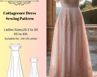 Cottagecore Dress Sewing Pattern, Medieval Cosplay Dress, Ball Gown Sewing Pattern, Fairy Dress, Victorian Dress, Cottagecore Dress Pattern