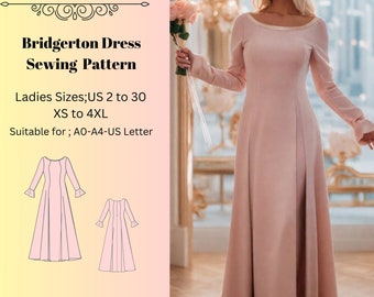 Bridgerton Gown,Fairy dress ,Regency,Elvish dress,Maxi Dress,Halloween costume,A0 A4 US Letter-US 2 to 30  Ball Gown-Empire Waist