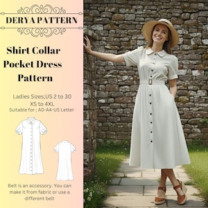 Naaipatroon jurk overhemdkraag, Amerikaanse maat 2-30 (pdf)