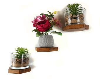 3 Wood Plant Shelf, Floating Shelf, Floating Plant Shelf For Mounted Wall Floating Shelf, Modern Wooden Handmade Shelf, Home Wall Decor