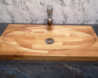 Lavabo en bois, Décoration de salle de bain, Lavabo en bois fait main, Décoration en bois, Lavabo en bois de chêne rustique, Lavabo écologique,