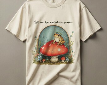 Comfort Colors Groda Mushroom Cottagecore T-shirt, nyckfull skjorta med skogsmönster
