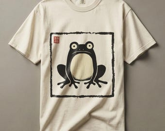 Unimpressed Frog Comfort Colors Tee, Japanese Woodblock Vintage Animal Weirdcore Shirt