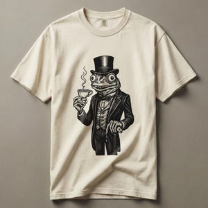Elegantes Frosch Tophat Comfort Farben Shirt, Dunkle Academia Weirdcore Kleidung