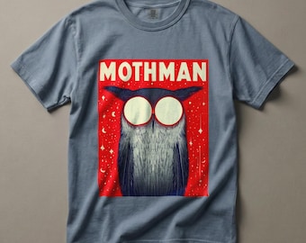 Camiseta Mothman Cryptid, Camiseta Comfort Colors para fãs de folkcore e cultura pop.
