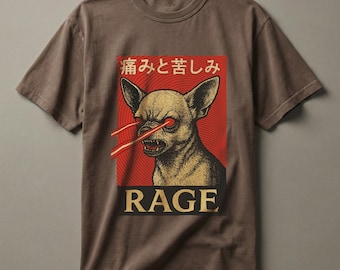チワワの怒りコンフォートカラーTシャツ、ヴィンテージアニマルミームシャツ、Z世代ユーモアTシャツ