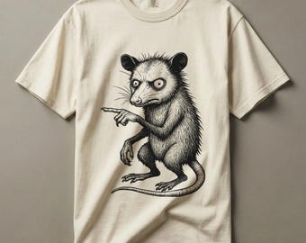 Pointing Possum Shirt on Comfort Colors Tee, Dark Humor Weirdcore Clothes