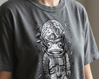 Astronaut Frog Shirt, Comfort Colors Shirt, Cottagecore Dark Humor Weirdcore Clothes