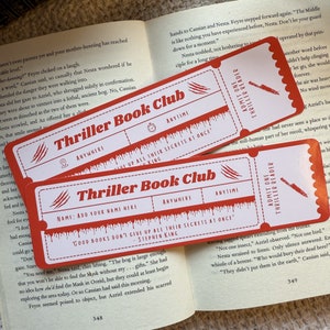 Thriller Book Club Lesezeichen | Personalisiert | Benutzerdefinierter Name | Lesezeichen Lesezeichen | Buchliebhaber Geschenk