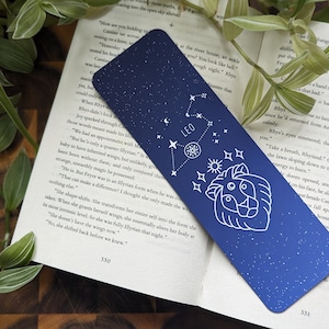 Leo Sternzeichen, Sternzeichen Symbol handgemachtes Lesezeichen. Perfektes Geschenk für Buchliebhaber, Leseratten, Schreibwaren Sammler.