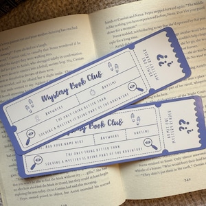 Mystery Book Club Bookmark | Personalised | Custom Name | Ticket Voucher Bookmark | Booklover Reader Gift