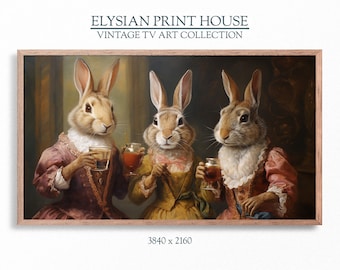 Samsung Rahmen TV Kunst | Spring Easter Bunny Tee drinking | DIGITALE Malerei #TVH03
