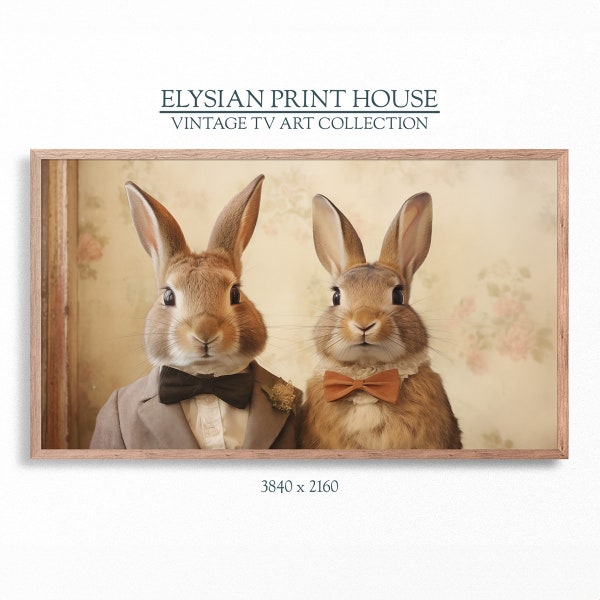 Samsung Rahmen TV Kunst | Spring Easter Bunny Couple | DIGITALE Malerei #TVH02