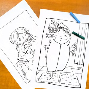 Páginas para colorear hechas a mano para niños / PDF imprimible / Actividades de rutina diaria
