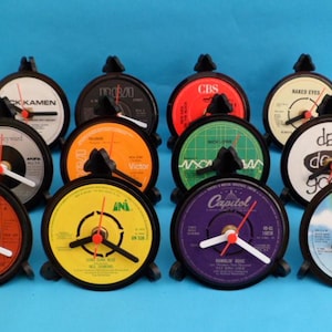 List N - 4&quot; Vinyl Record Upcycled DESK CLOCKS All Recycled Records / Singles . Great Gifts. Many Artists to select