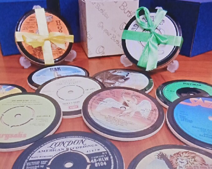 Upcycled Vinyl Record DRINKS COASTERS - Many Artists to choose from-  List A