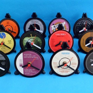 List M3 - 4&quot; Vinyl Record Upcycled DESK CLOCKS All Recycled Records / Singles . (Mo-My) Great Gifts. Many Artists to select