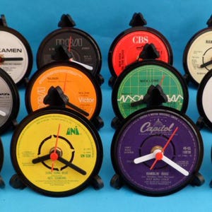List P2 - 4&quot; Vinyl Record Upcycled DESK CLOCKS All Recycled Records / Singles . List 2 of 2  (Pi-Py) Great Gifts. Many Artists to select