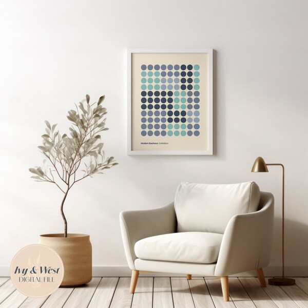 Bauhaus Dots Poster Digital Instant Download, Printable at home, Living room, Kitchen, Hallway.  British Designer