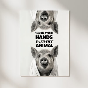 Poster della toilette del guardaroba - Lavati le mani, sporco animale - Decorazione da parete per la casa