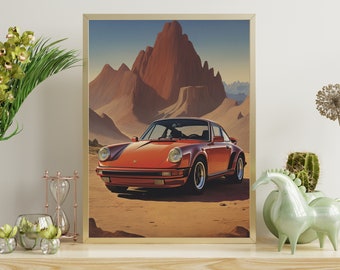 Vintage Car Poster Print Porsche gift for car lovers artwork print, wall art, poster / gifts for him / car art