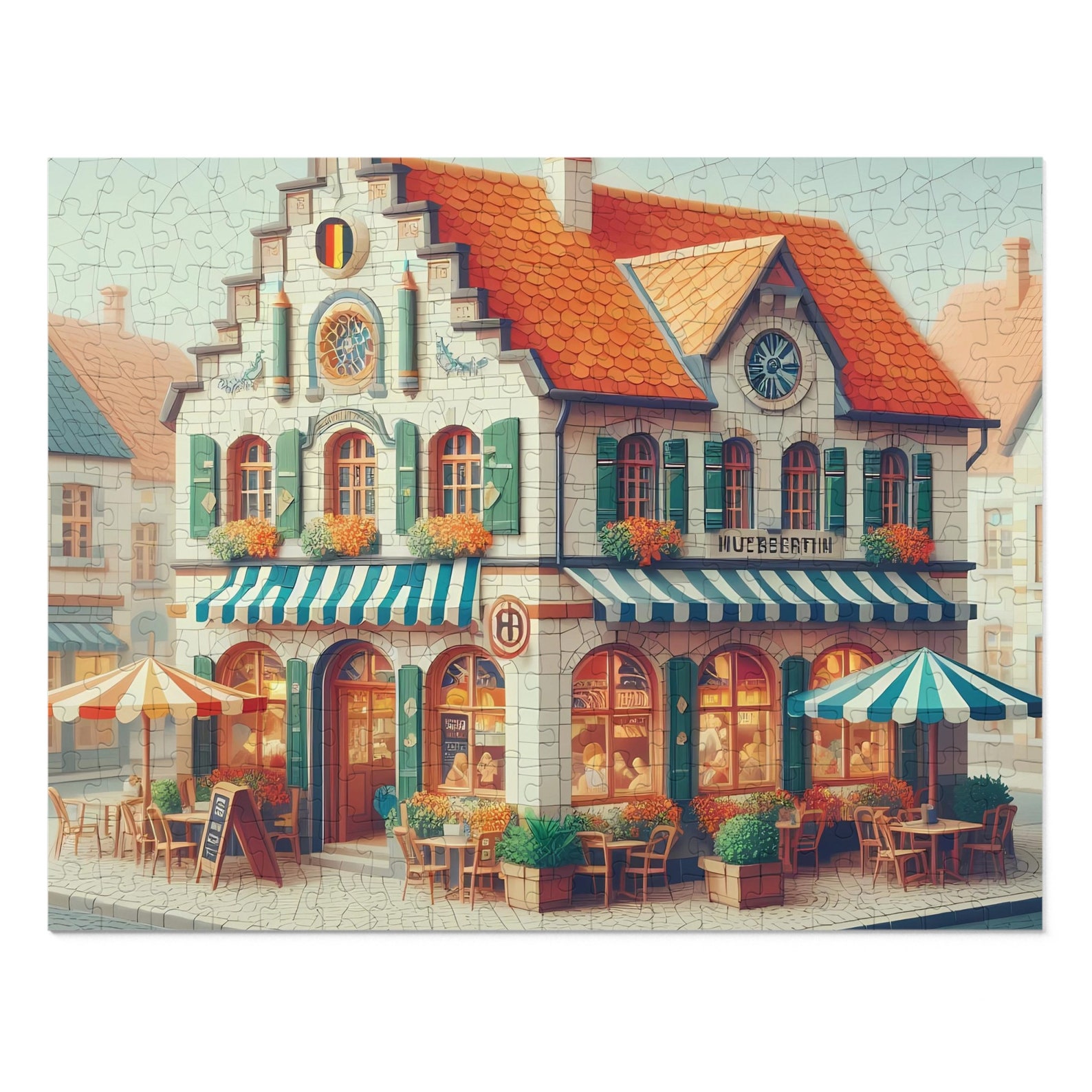 European Cafe Puzzle, Large Piece Jigsaw for Adults and Children